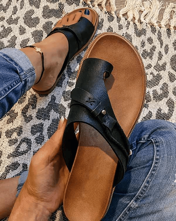Willow | Strappy Toe Loop Flat Sandals
