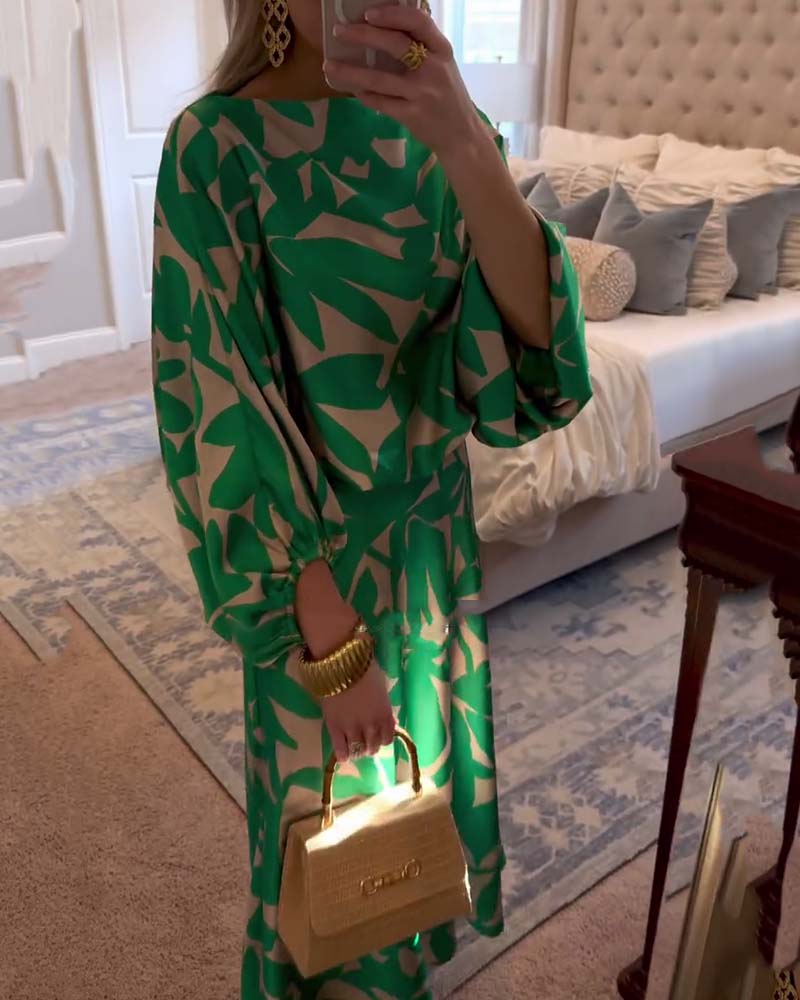 Josephine | Printed Lantern Sleeve Two Piece