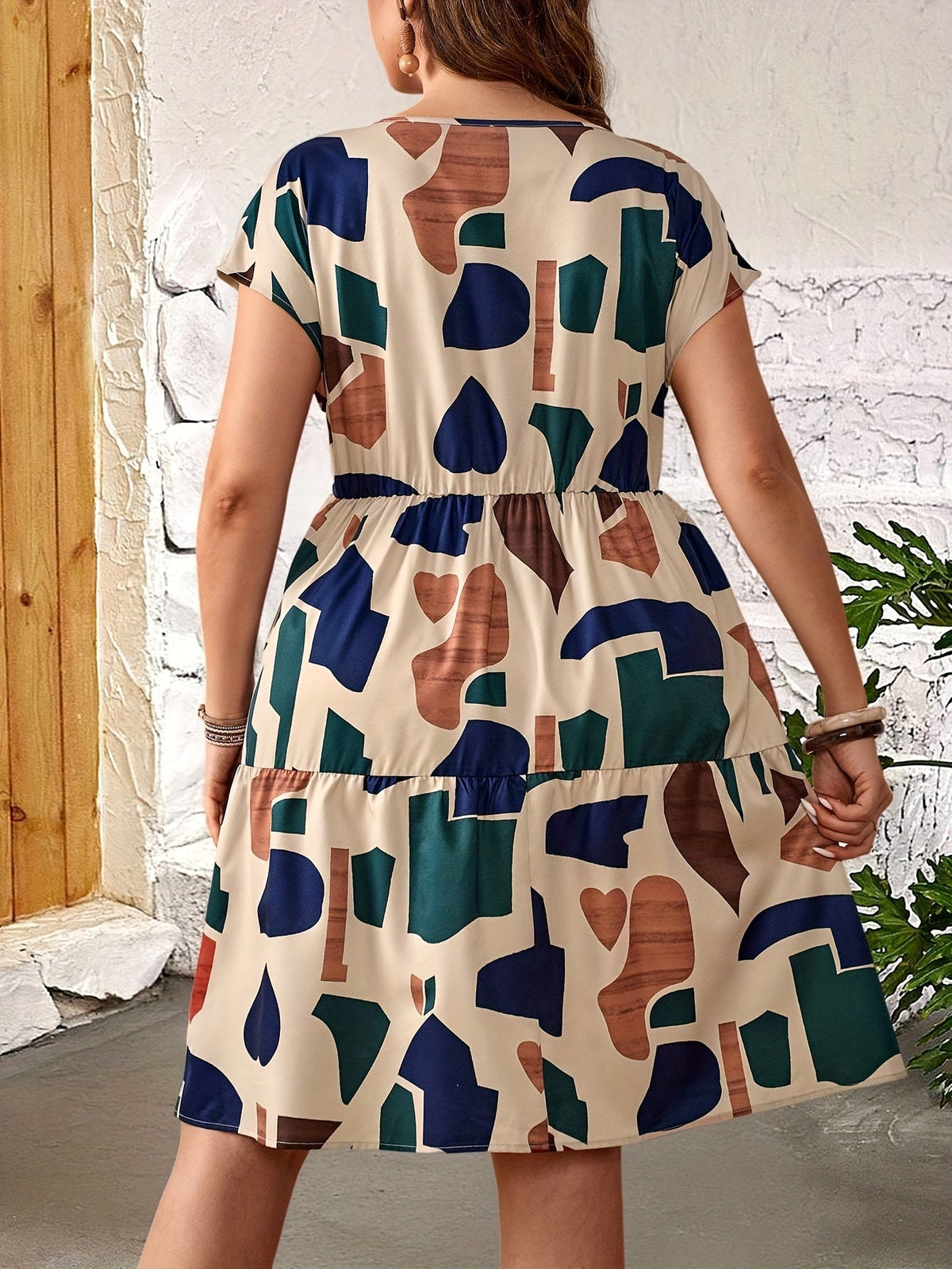 Terra | Womens Abstract Print Tiered Mini Dress