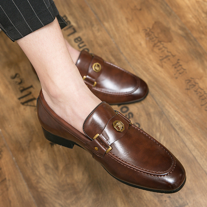 Charles | Mens Leather Emblem Formal Loafers