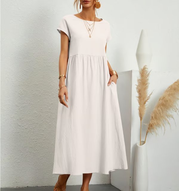 Amelia | Relaxed White Midi Dress