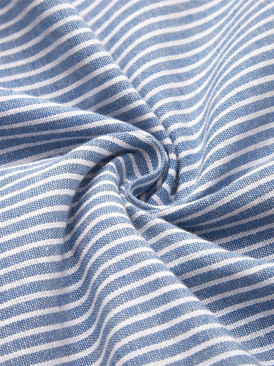 Women's Striped Button-Detail Midi Dress with Pockets