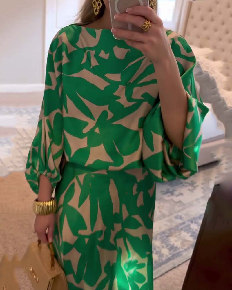 Josephine | Printed Lantern Sleeve Two Piece