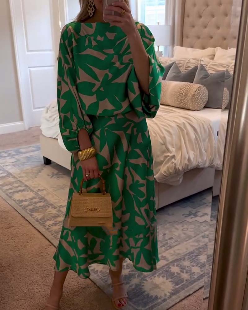 Josephine | Printed Lantern Sleeve Two Piece