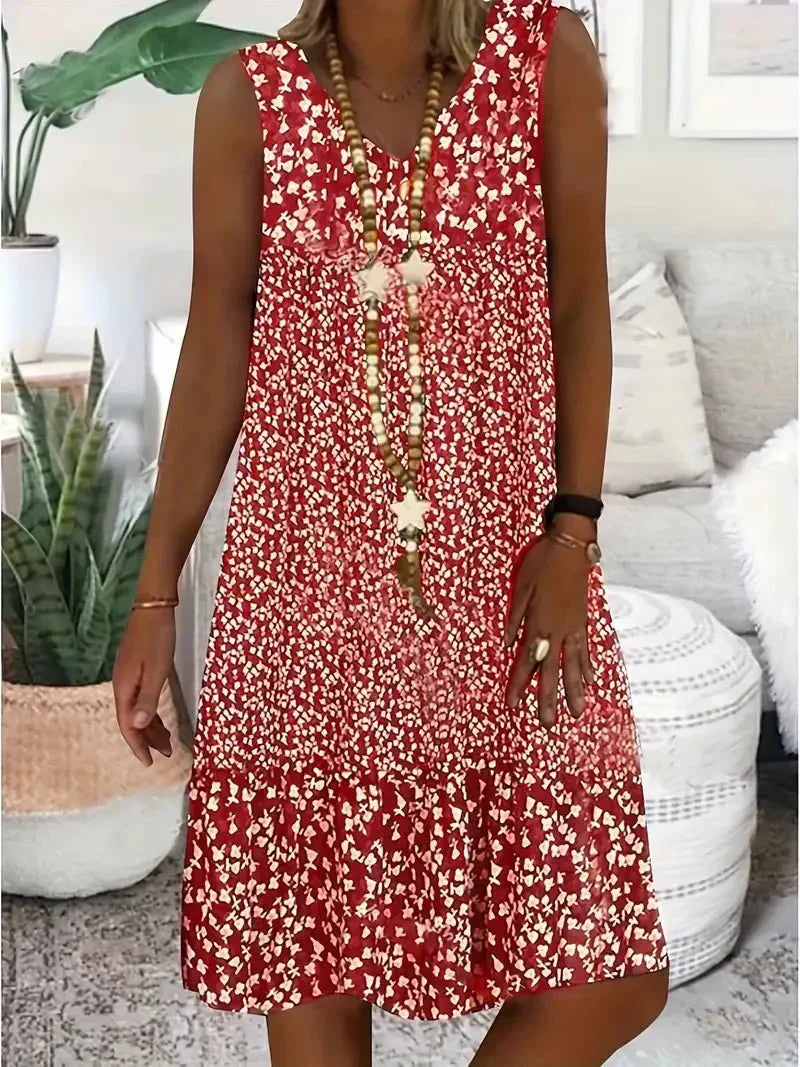 Ruby | Womens Floral Print Sleeveless Tiered Midi Dress