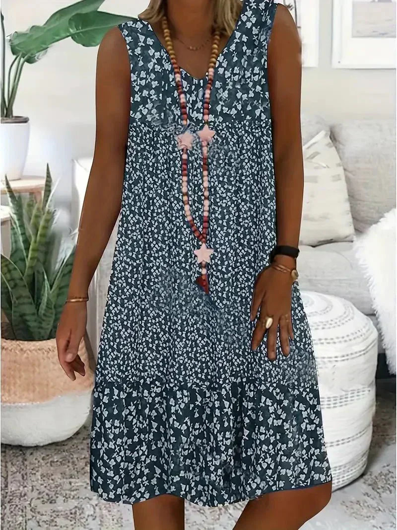 Ruby | Womens Floral Print Sleeveless Tiered Midi Dress