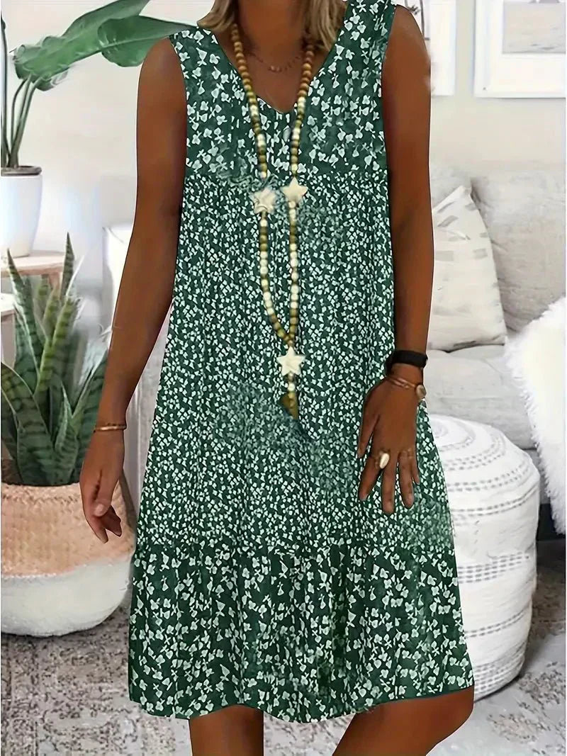 Ruby | Womens Floral Print Sleeveless Tiered Midi Dress