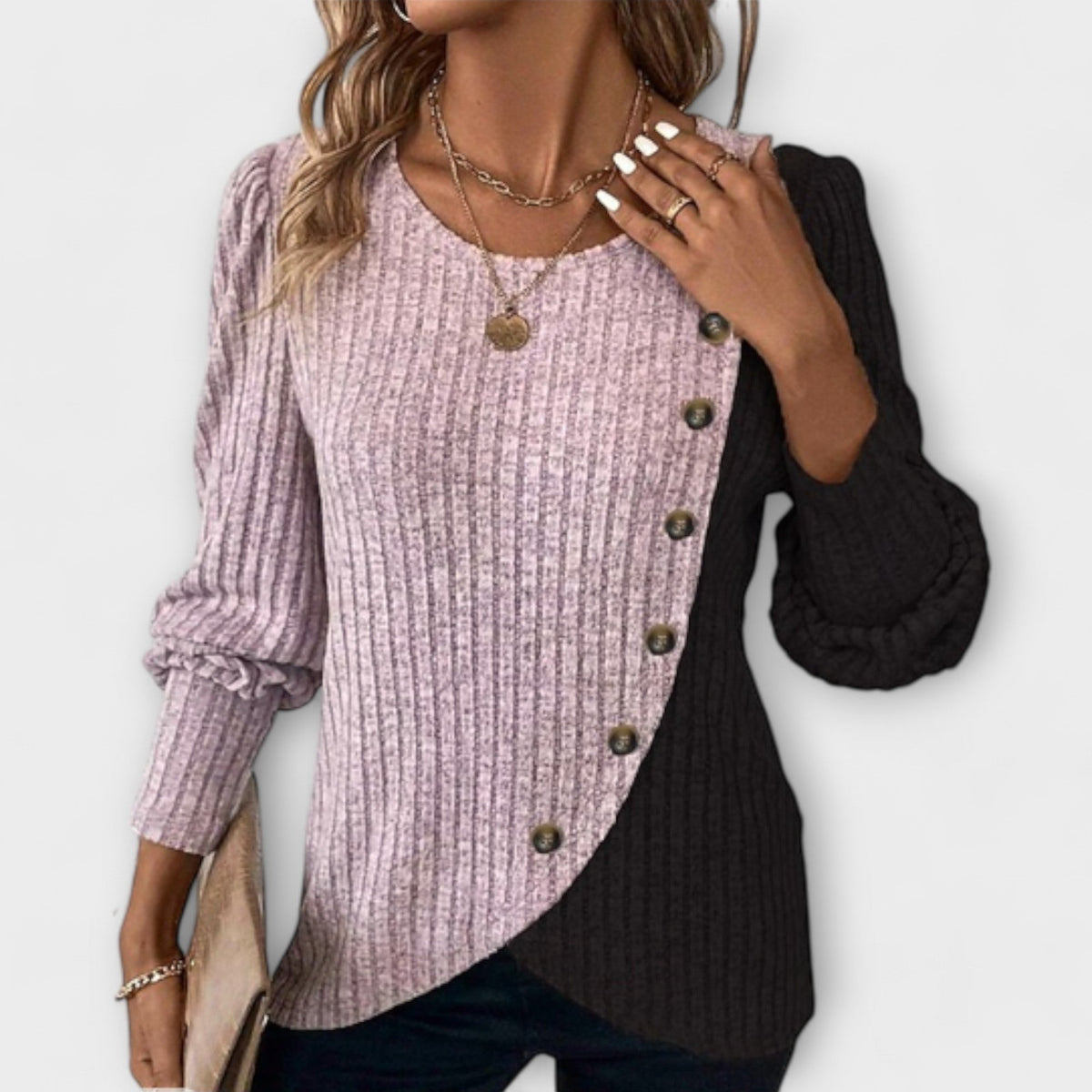 Madison | Colourblock Knit Blouse