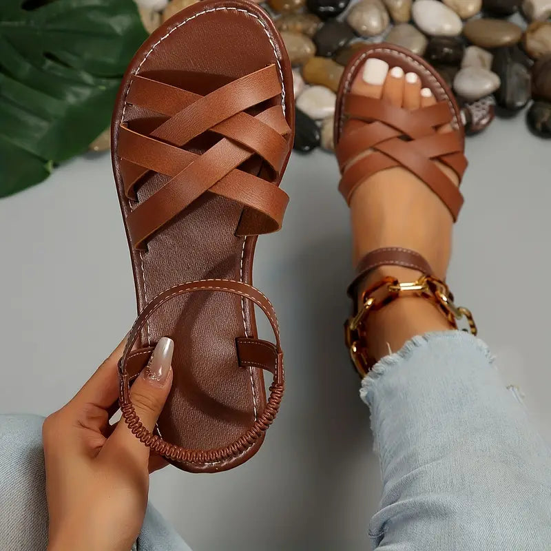 Elena | Women's Orthopedic Flat Sandals – Ankle Strap