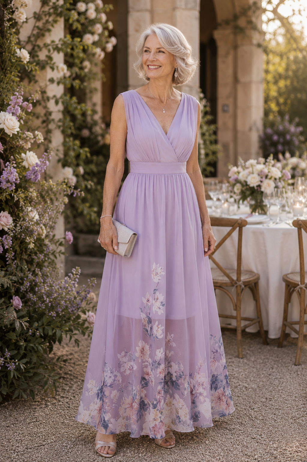 Serene | Womens V-Neck Floral A-Line Maxi Dress