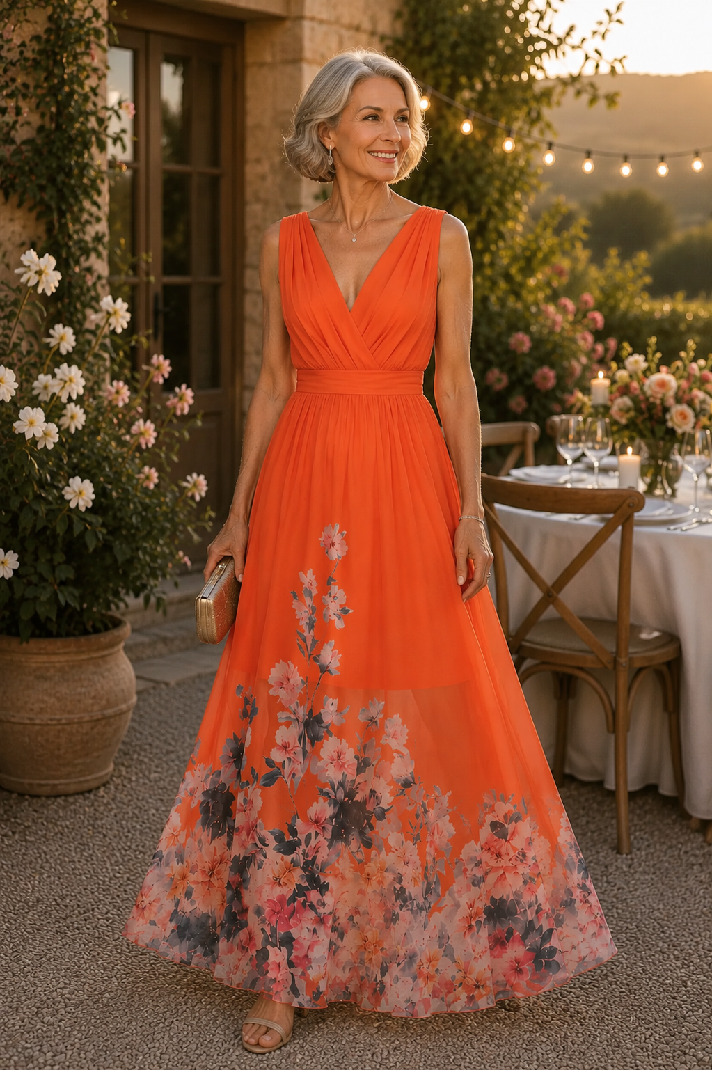 Serene | Womens V-Neck Floral A-Line Maxi Dress