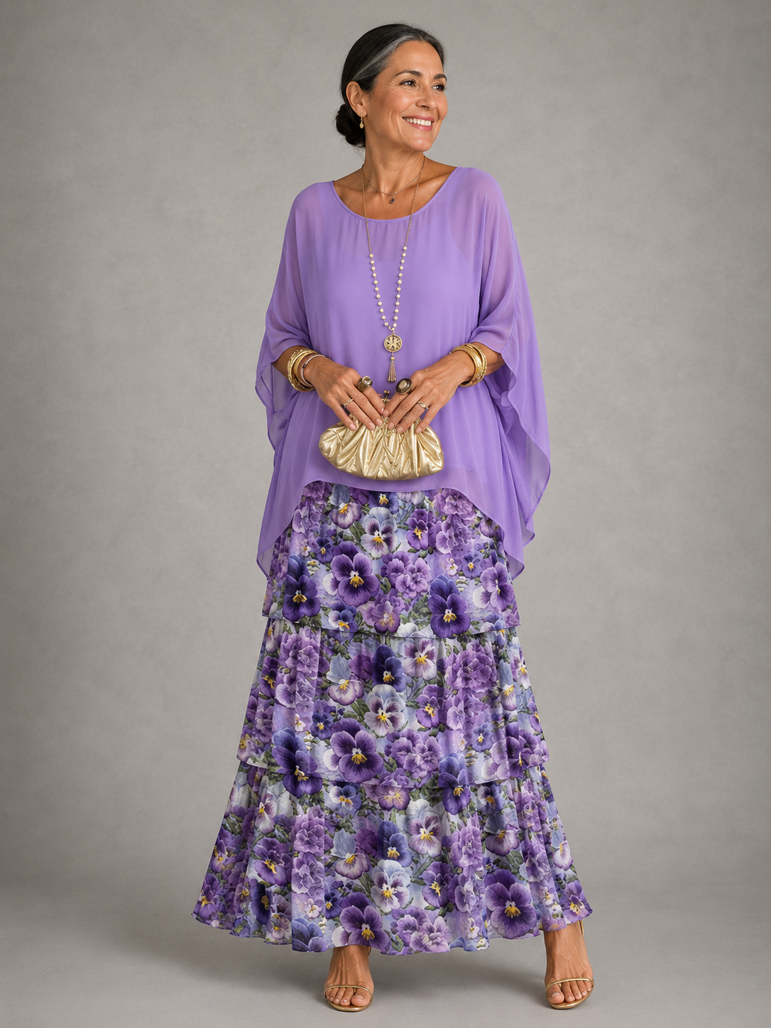 Odette | Womens Chiffon Sleeve Maxi Dress