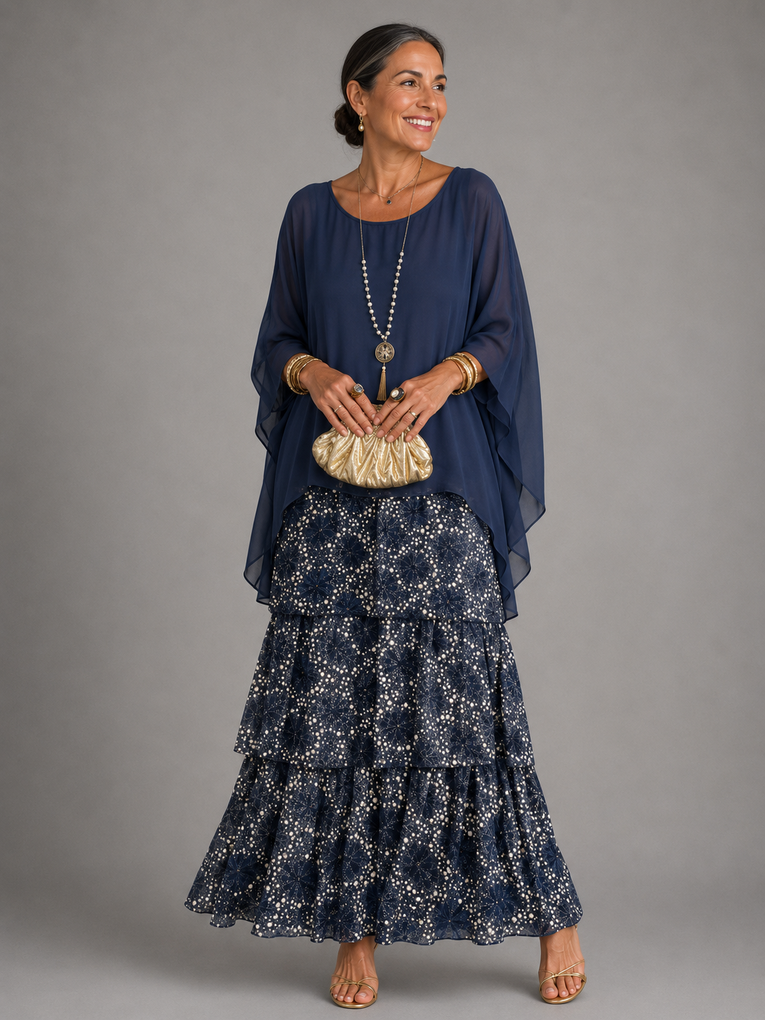 Odette | Womens Chiffon Sleeve Maxi Dress