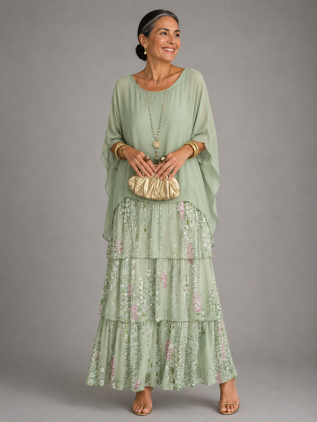 Odette | Womens Chiffon Sleeve Maxi Dress