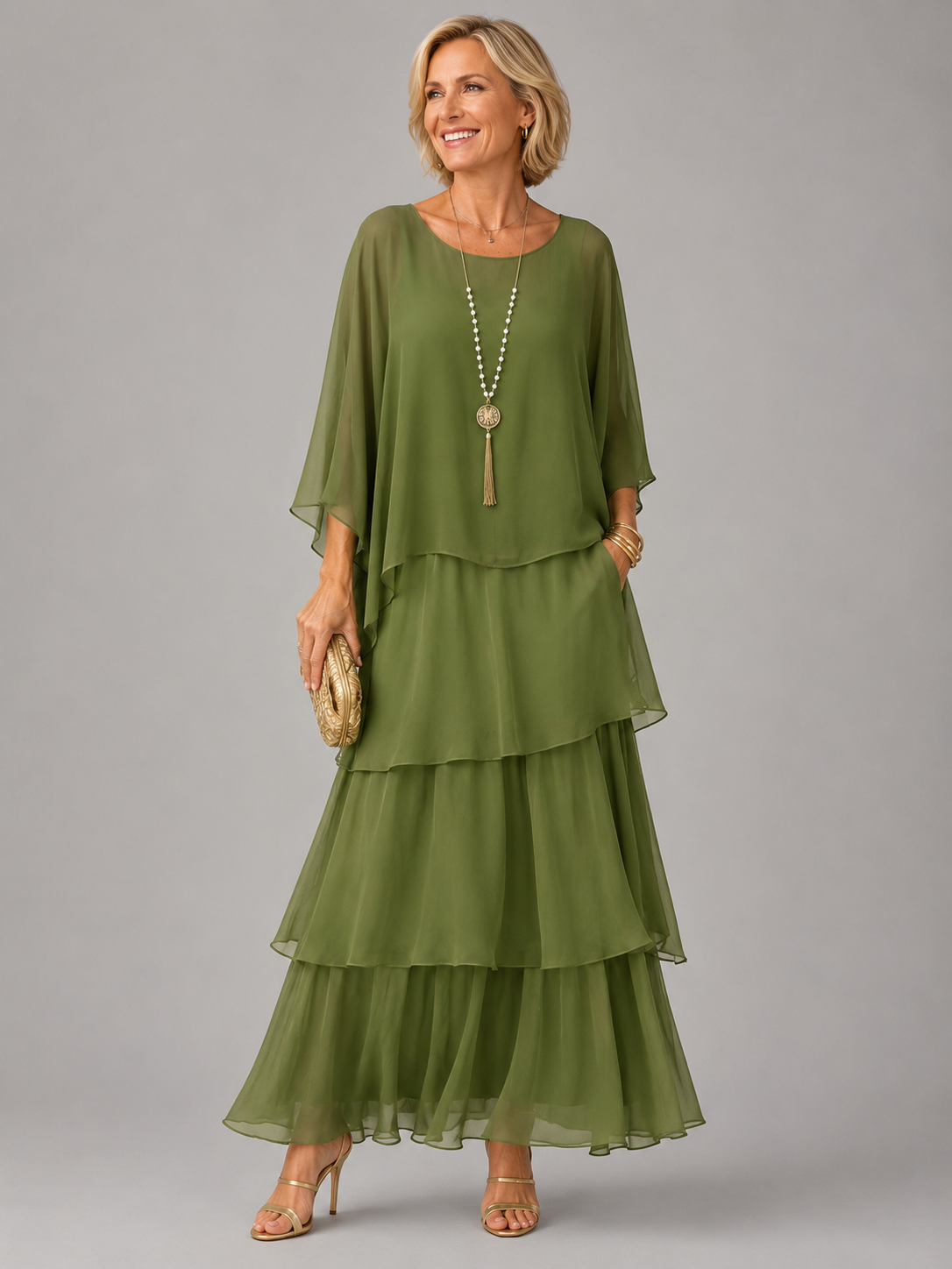 Odette | Womens Chiffon Sleeve Maxi Dress