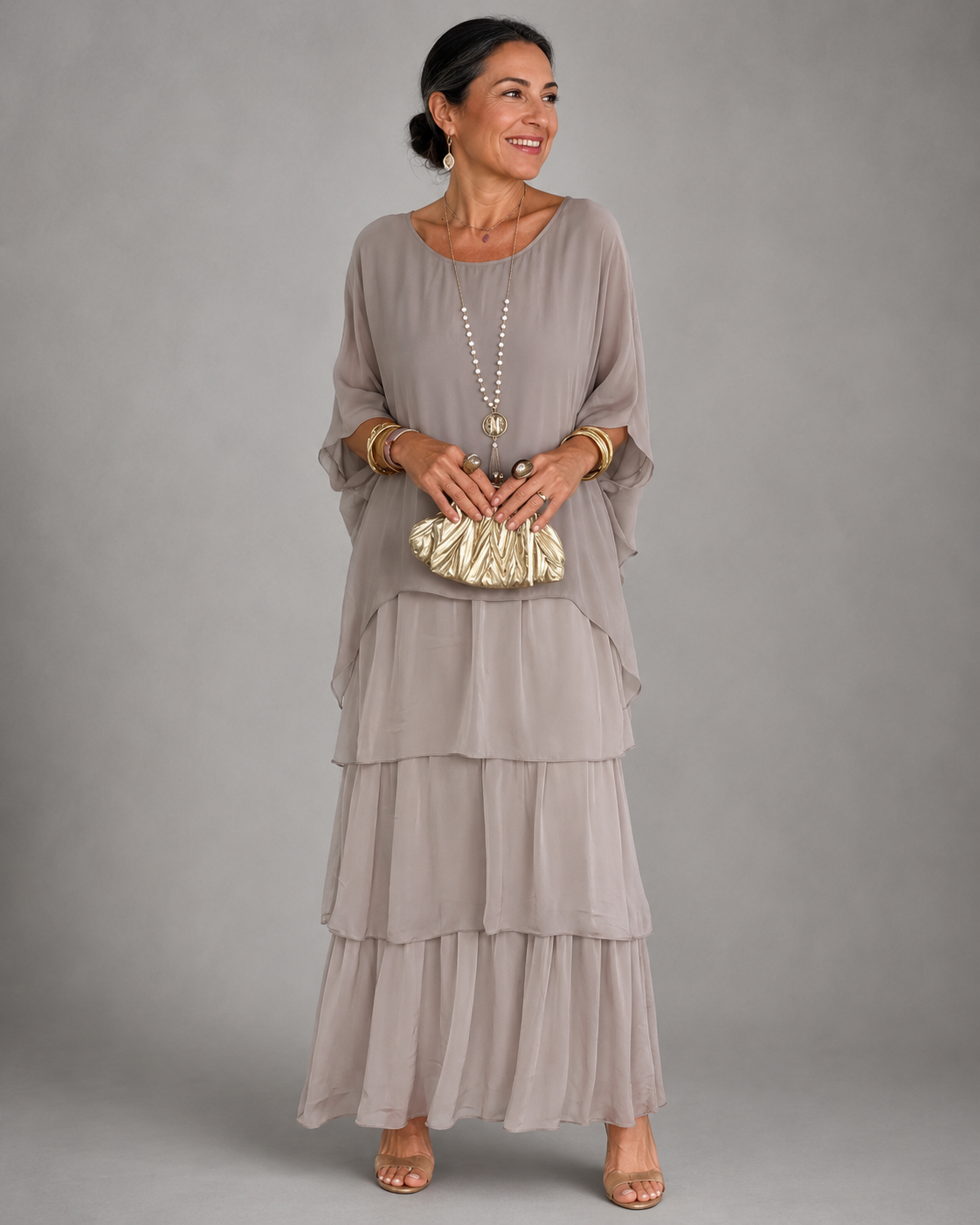 Odette | Womens Chiffon Sleeve Maxi Dress