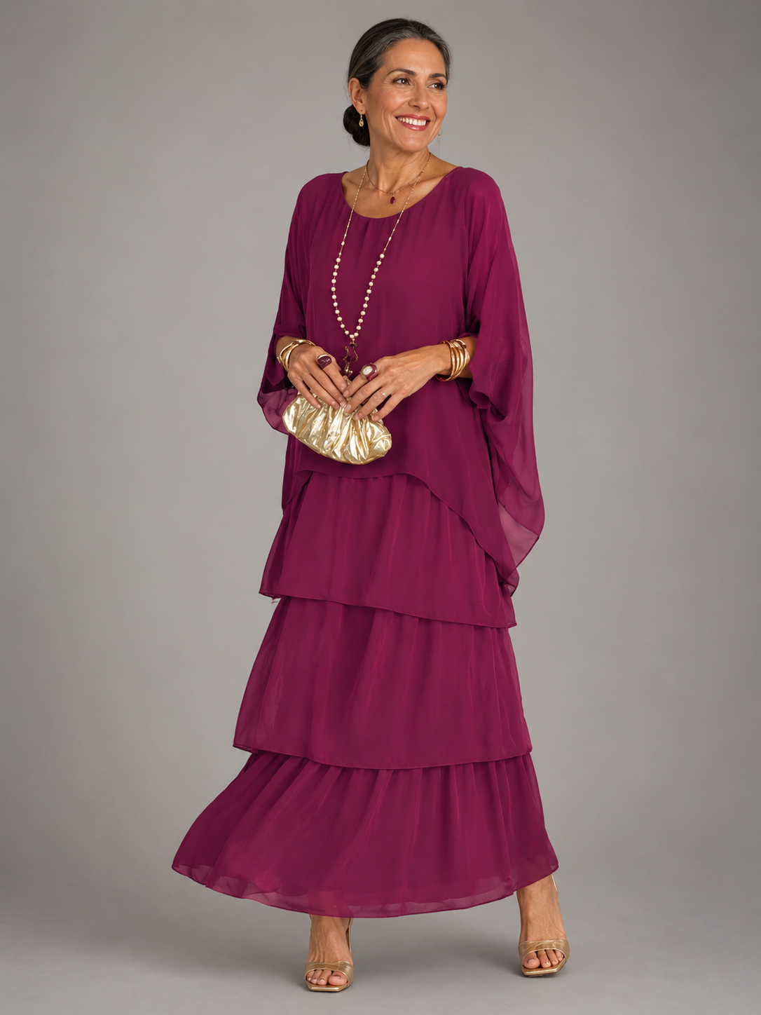 Odette | Womens Chiffon Sleeve Maxi Dress