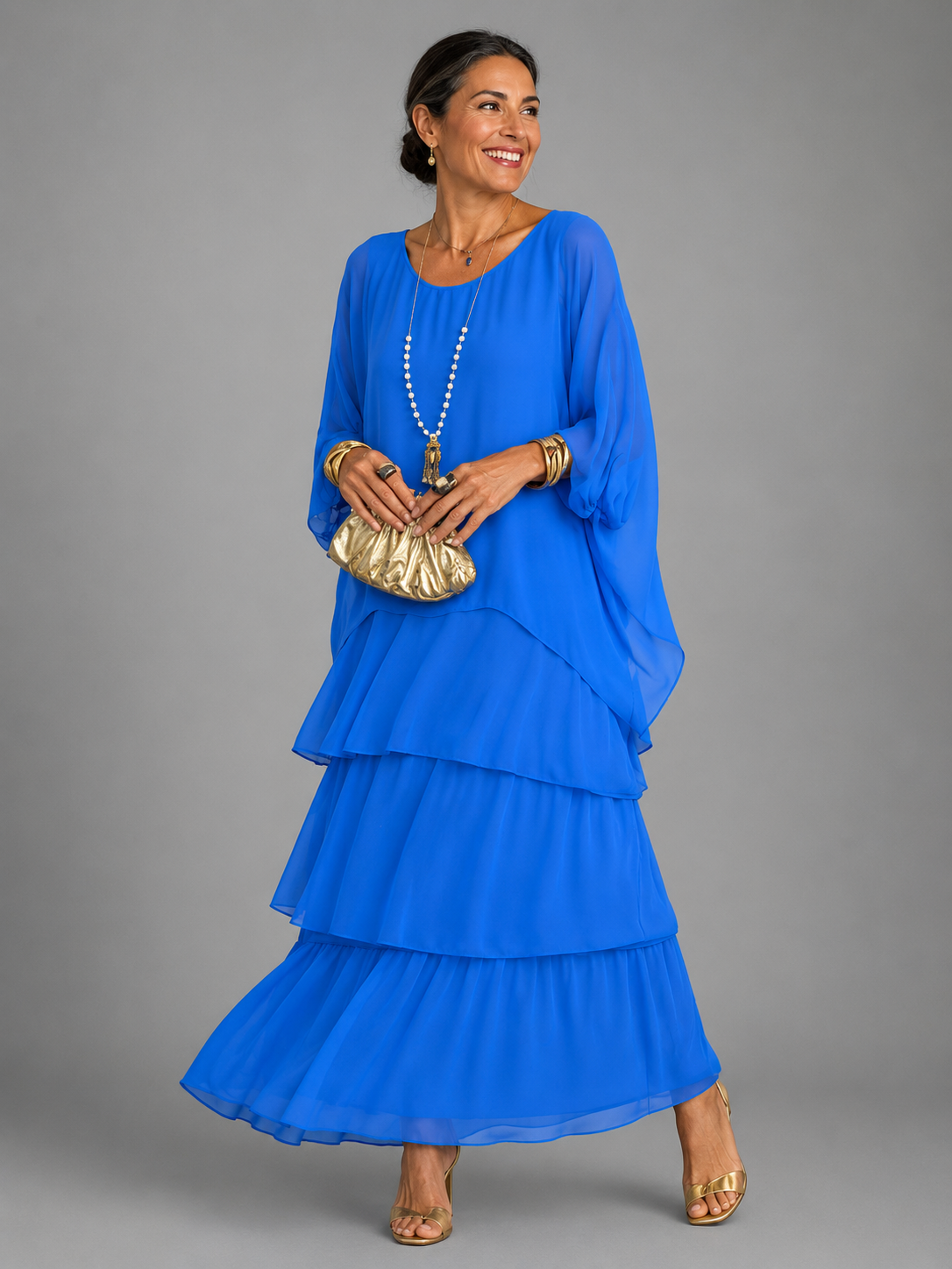 Odette | Womens Chiffon Sleeve Maxi Dress