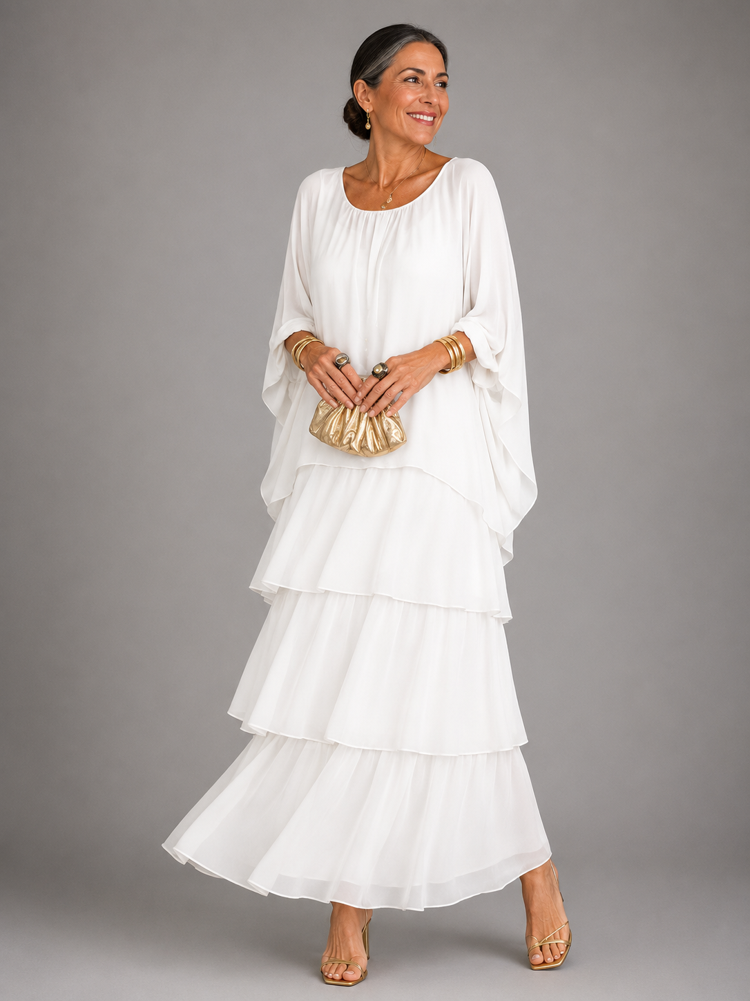 Odette | Womens Chiffon Sleeve Maxi Dress