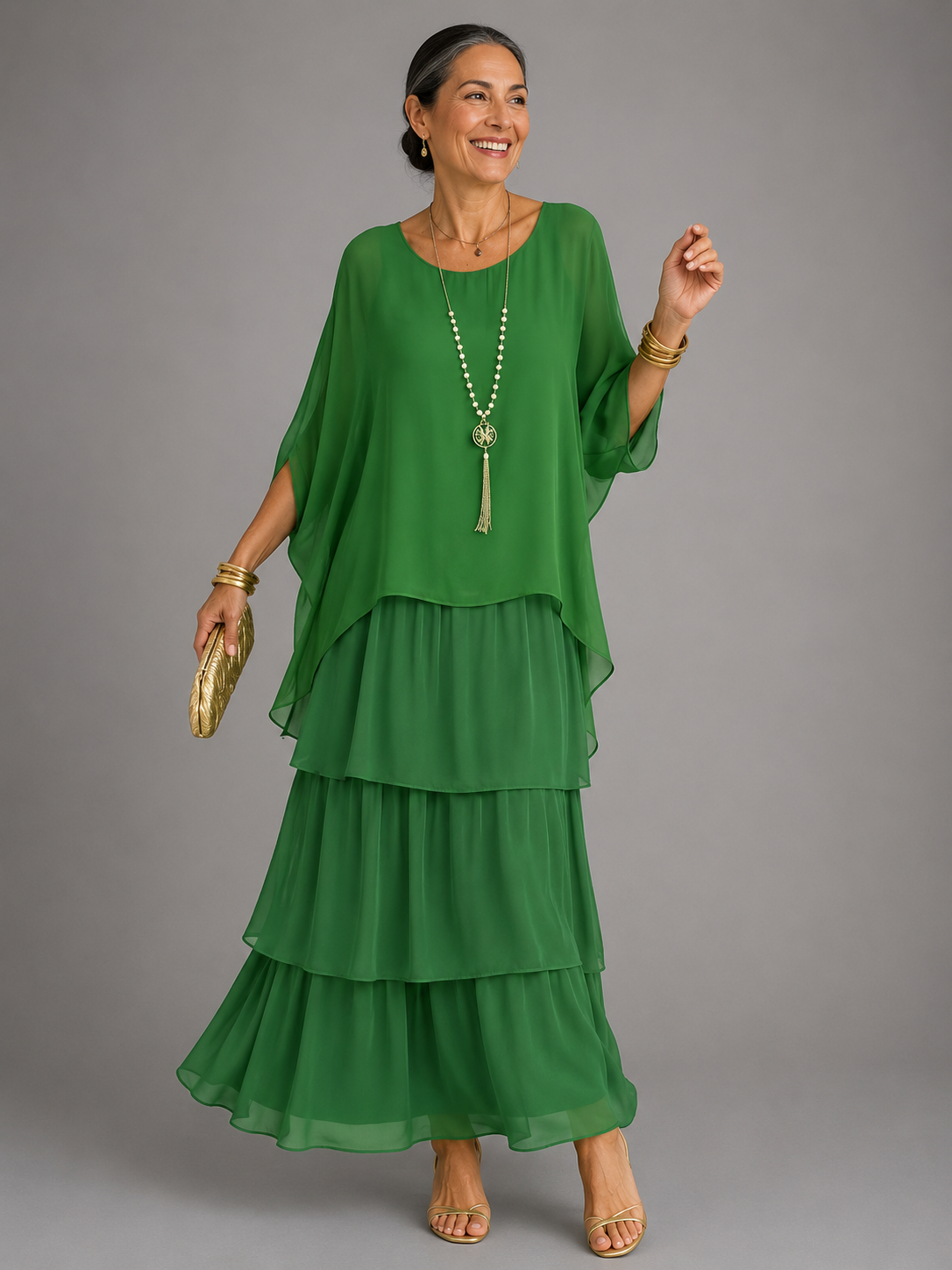 Odette | Womens Chiffon Sleeve Maxi Dress