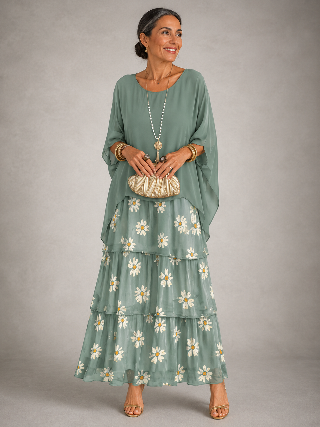 Odette | Womens Chiffon Sleeve Maxi Dress