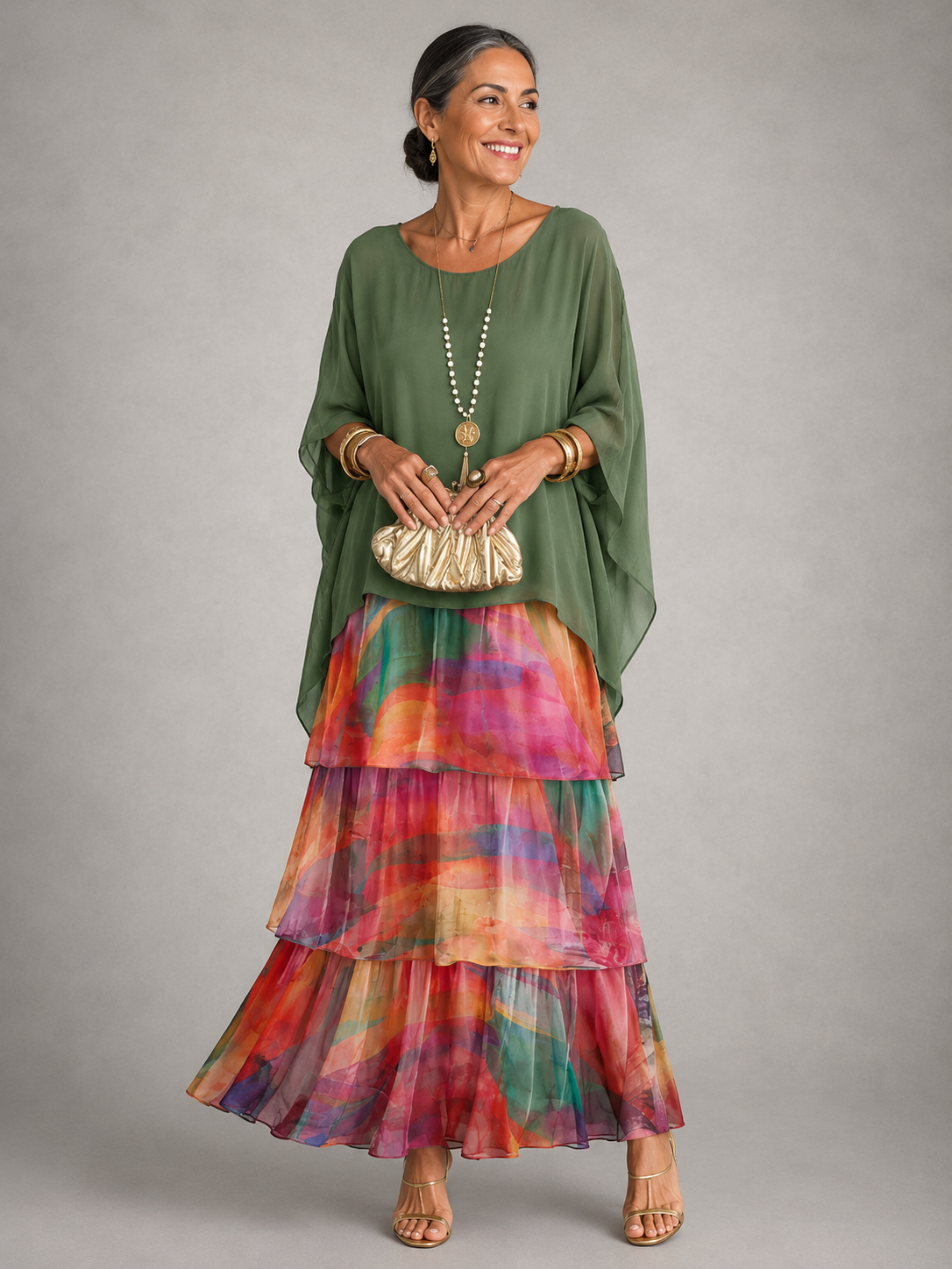 Odette | Womens Chiffon Sleeve Maxi Dress