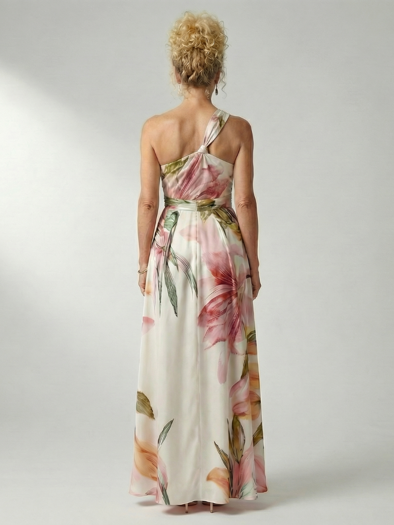 Adriana | Womens Halter Neck Floral Print Belted Maxi Dress
