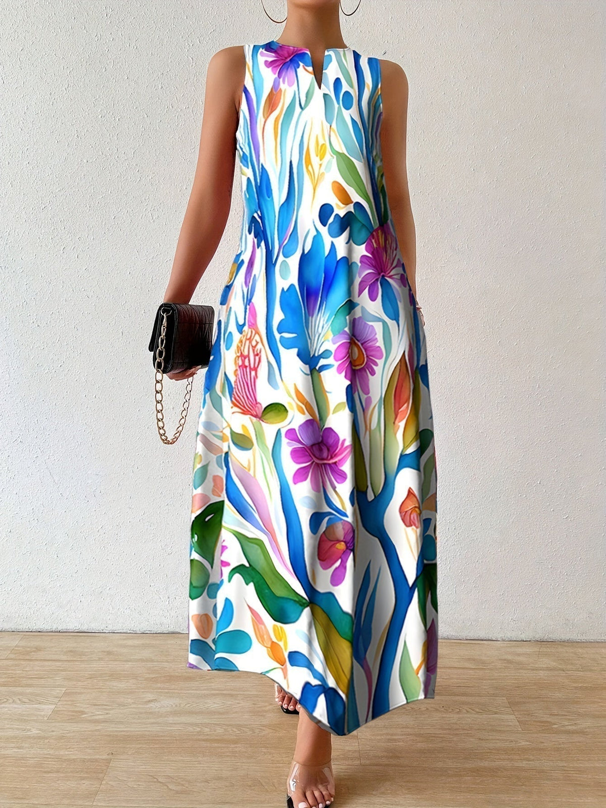 Isadora | Womens Botanical Print Sleeveless  Maxi Dress