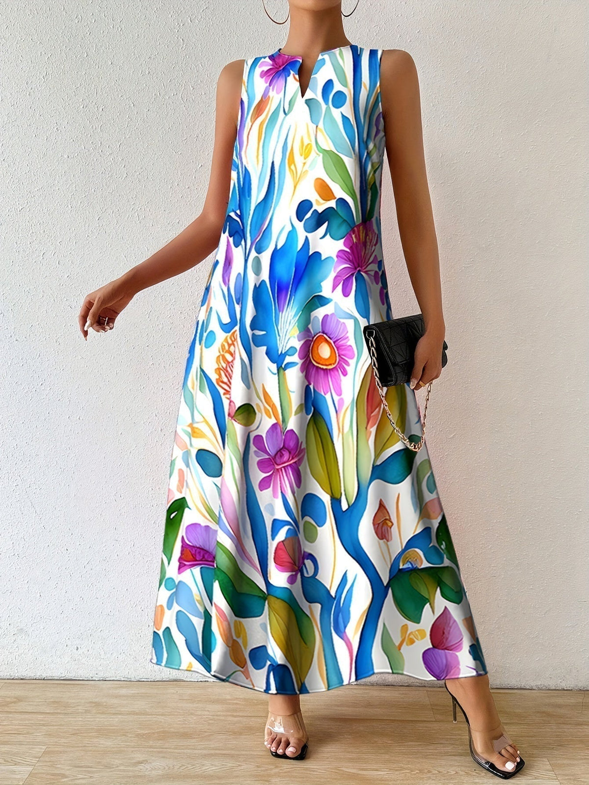 Isadora | Womens Botanical Print Sleeveless  Maxi Dress