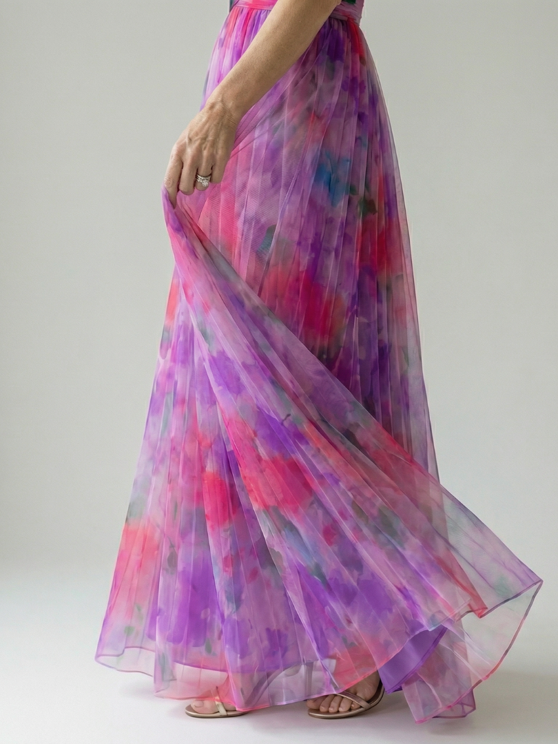 Eleonora | Womens Watercolour Print Wrap Bodice Maxi Dress