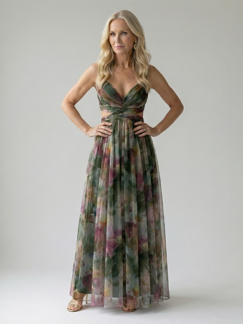 Eleonora | Womens Watercolour Print Wrap Bodice Maxi Dress