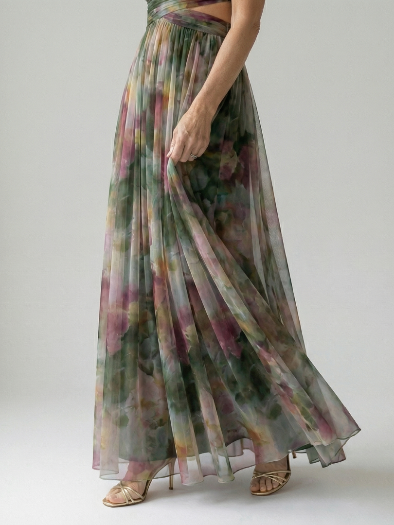 Eleonora | Womens Watercolour Print Wrap Bodice Maxi Dress