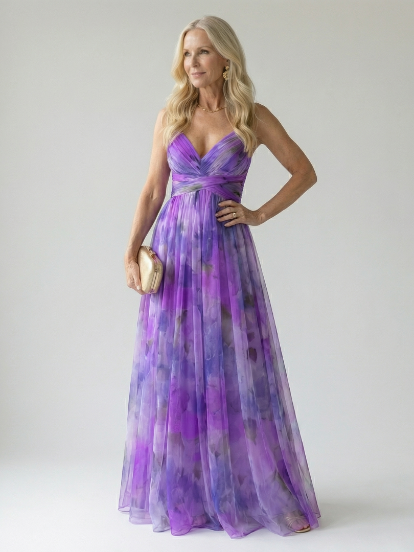 Eleonora | Womens Watercolour Print Wrap Bodice Maxi Dress