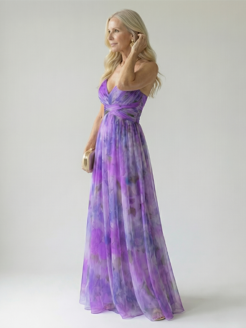 Eleonora | Womens Watercolour Print Wrap Bodice Maxi Dress