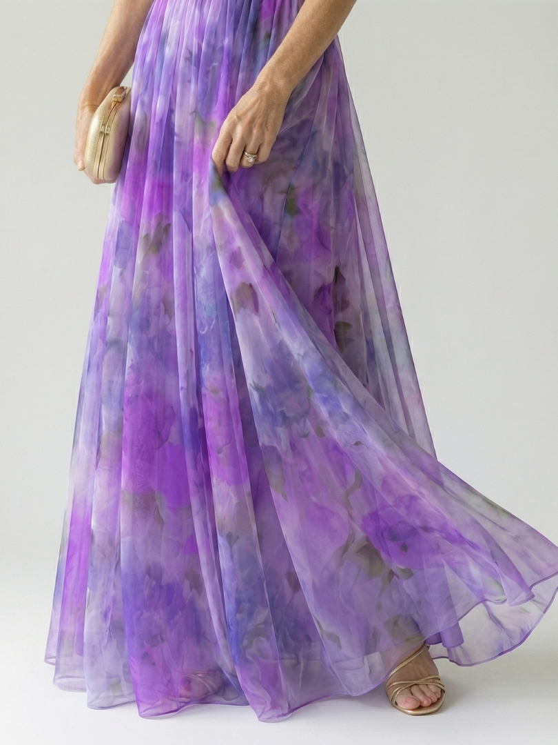 Eleonora | Womens Watercolour Print Wrap Bodice Maxi Dress