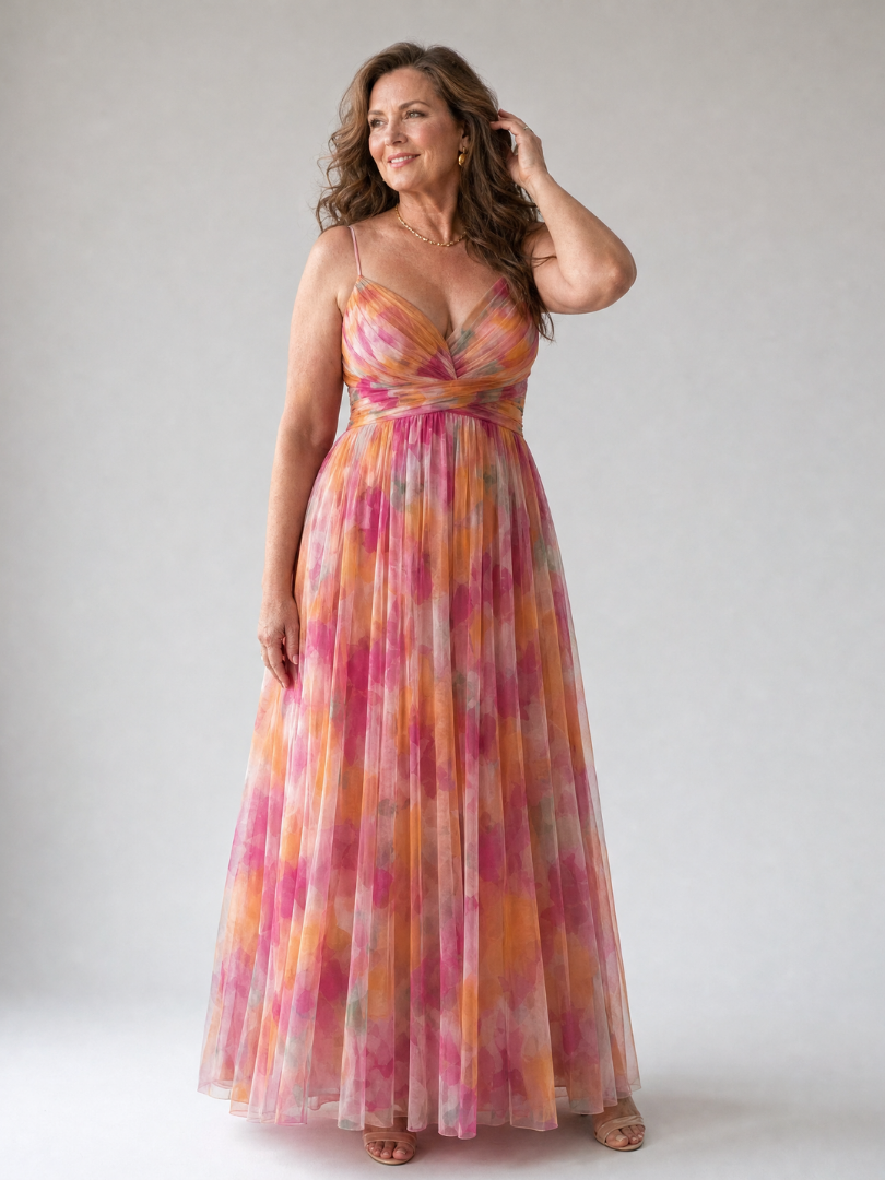 Eleonora | Womens Watercolour Print Wrap Bodice Maxi Dress