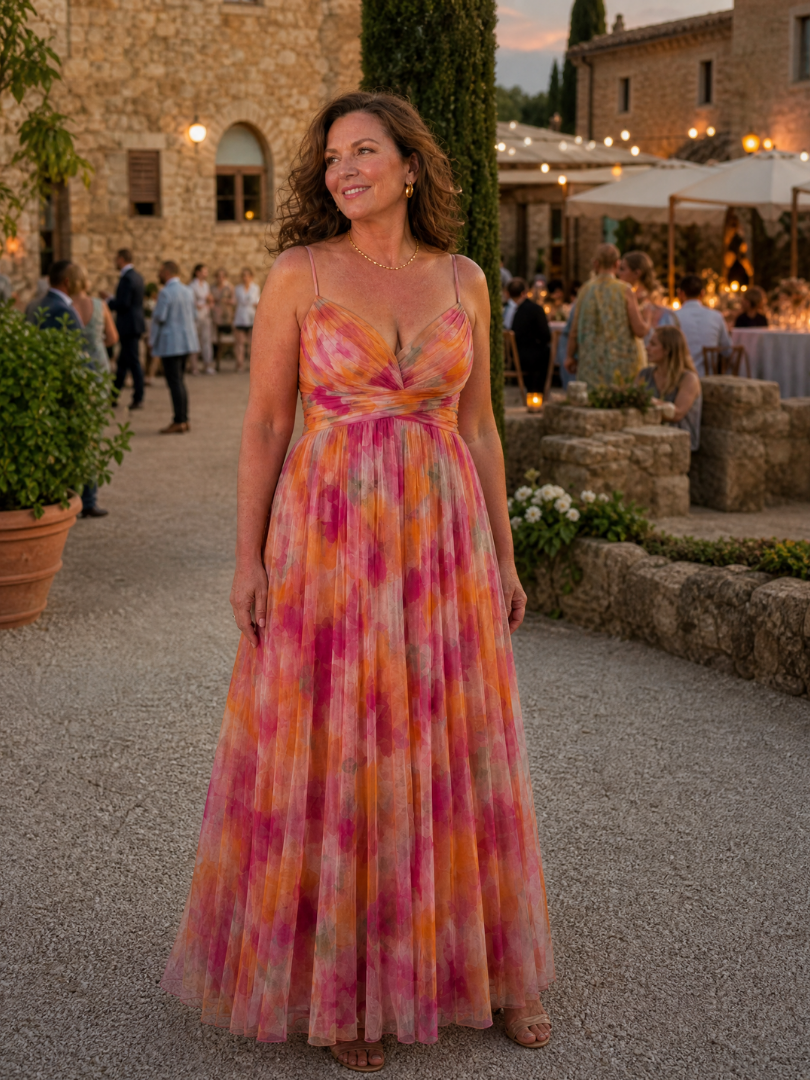 Eleonora | Womens Watercolour Print Wrap Bodice Maxi Dress