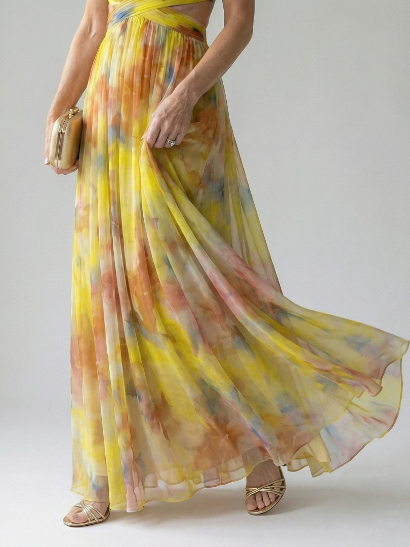 Eleonora | Womens Watercolour Print Wrap Bodice Maxi Dress