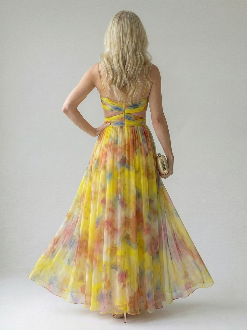Eleonora | Womens Watercolour Print Wrap Bodice Maxi Dress