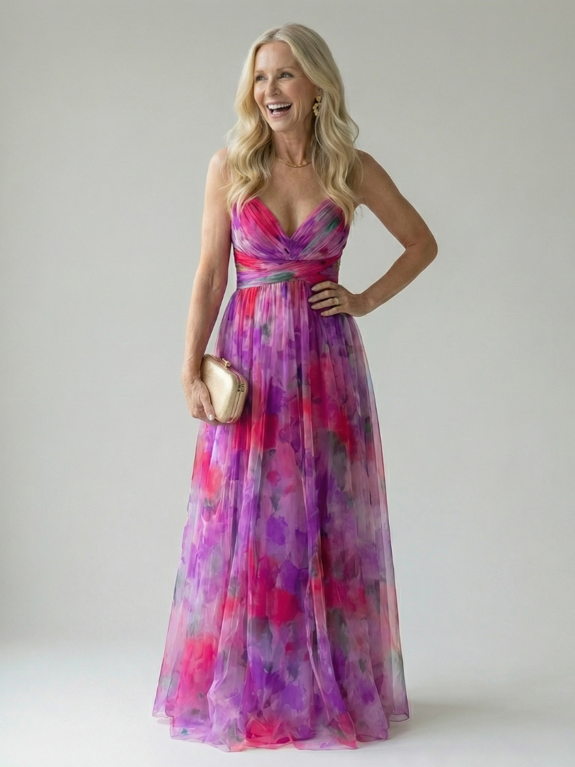 Eleonora | Womens Watercolour Print Wrap Bodice Maxi Dress
