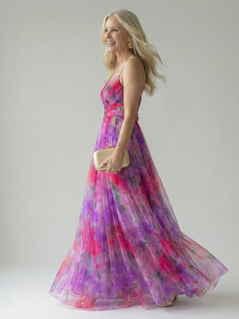 Eleonora | Womens Watercolour Print Wrap Bodice Maxi Dress