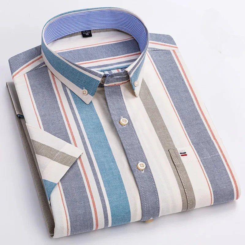 Archie | Cotton Striped Short Sleeve Shirt