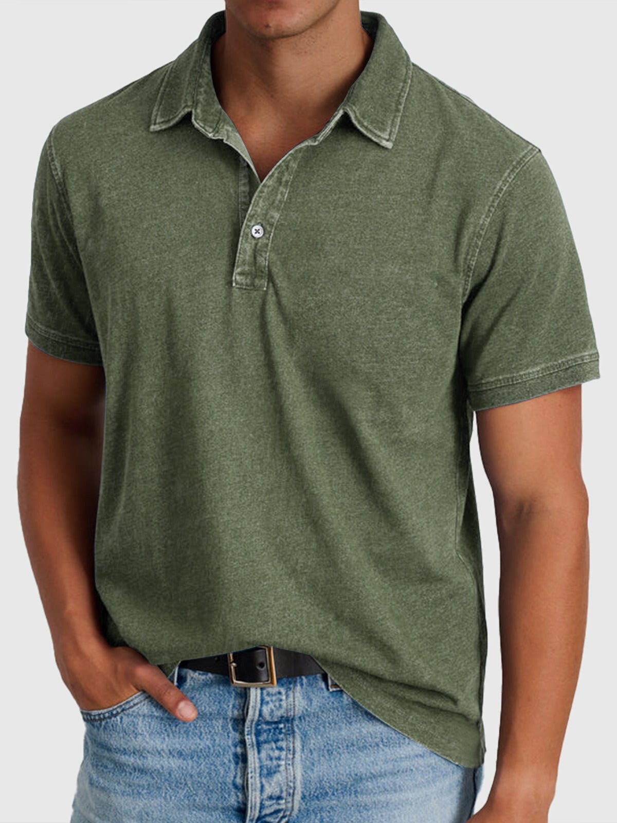 Angus | Cotton Denim Short Sleeve Polo