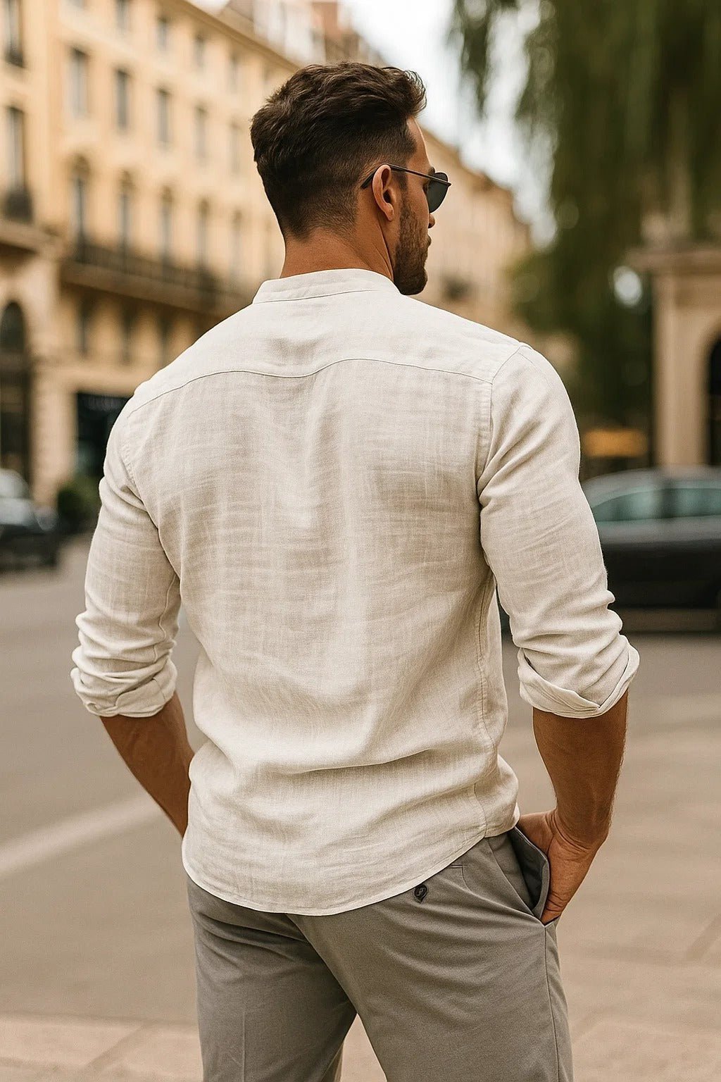 Charlie | Linen Grandad Collar Shirt