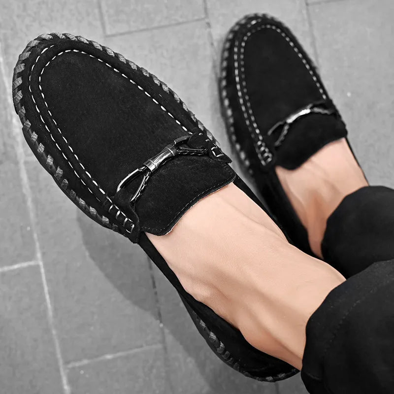 Frederick | Mens Suede Buckle Stitch Detail Loafers