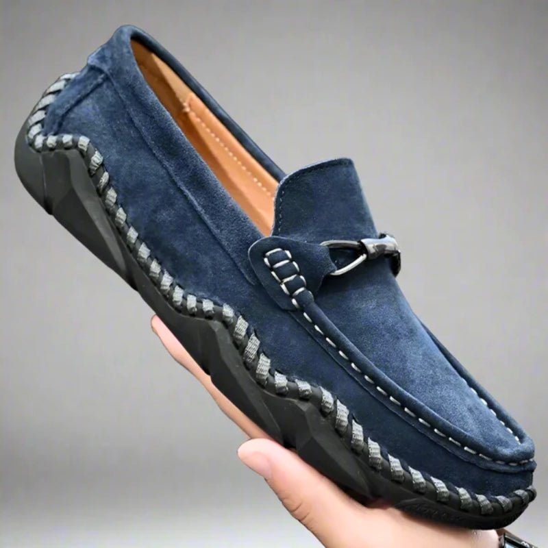 Frederick | Mens Suede Buckle Stitch Detail Loafers