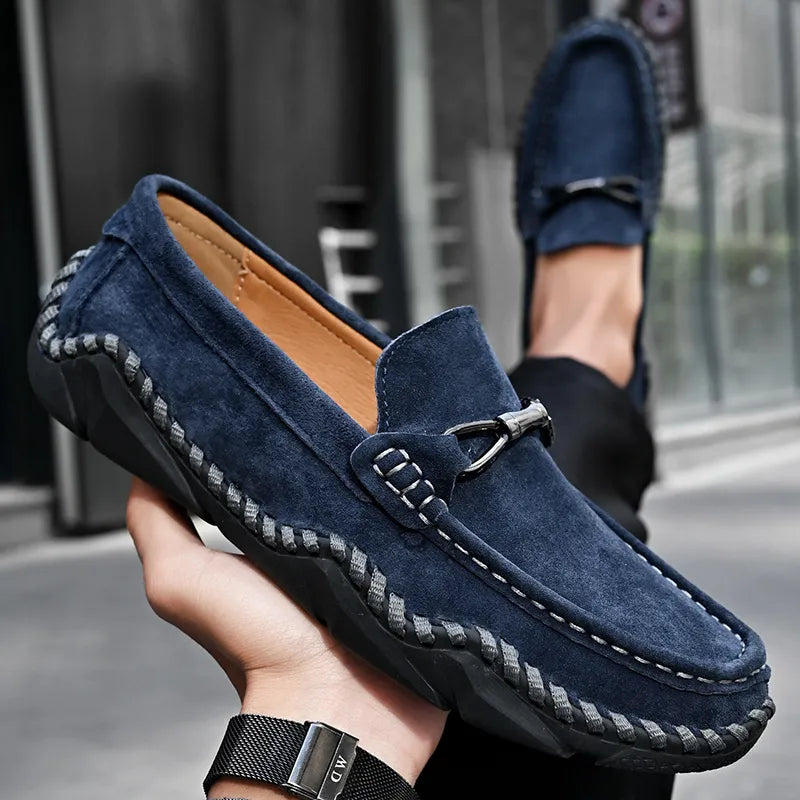 Frederick | Mens Suede Buckle Stitch Detail Loafers