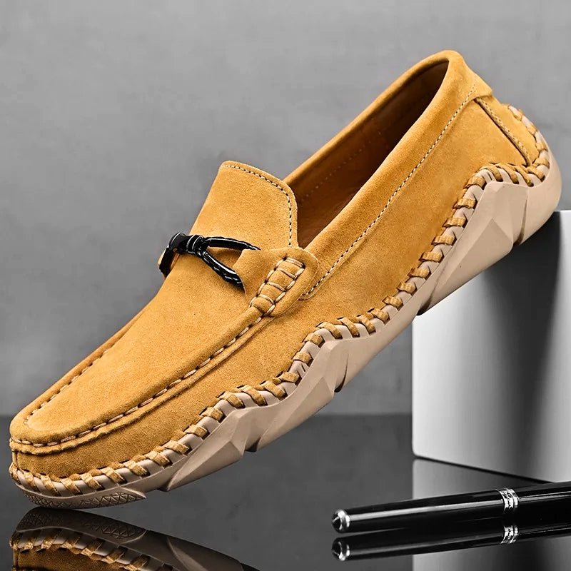 Frederick | Mens Suede Buckle Stitch Detail Loafers