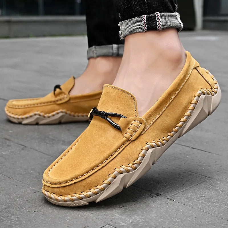 Frederick | Mens Suede Buckle Stitch Detail Loafers