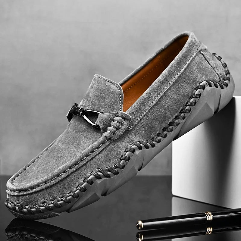 Frederick | Mens Suede Buckle Stitch Detail Loafers